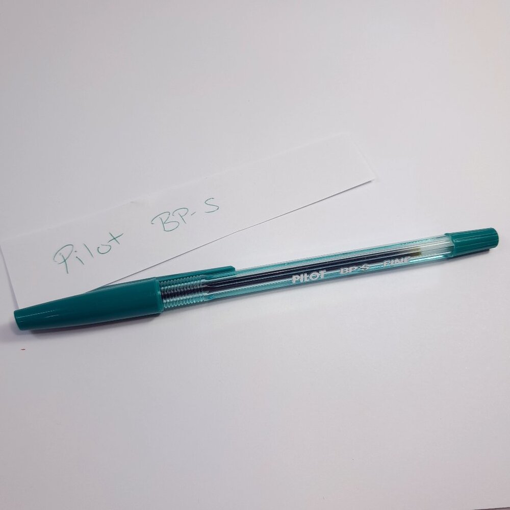 Vintage Pilot BPS BP-S Ballpoint Pen‎ Green Fine Point Ball point capped clear